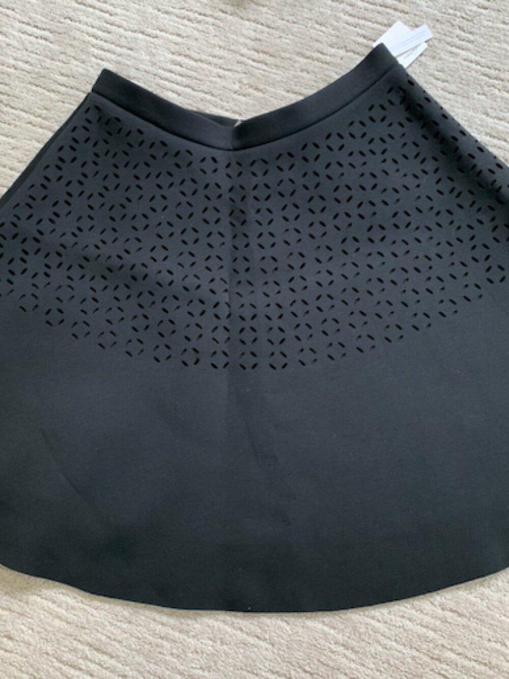 Halogen Black Laser Cut Geometric Pattern Flared Skirt NWT Size 16